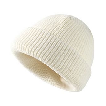 Unisex Warm Knit Beanie Soft Stretchy Cuffed Winter Hat Lightweight Solid Color Design