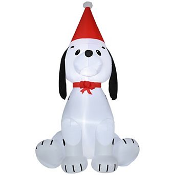 LOVMOR HOMCOM 6ft Christmas Inflatable Puppy Santa Hat Outdoor LED Decor