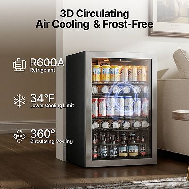 Ca'Lefort Beverage Refrigerator Cooler, 155 Can Freestanding Beverage Fridge