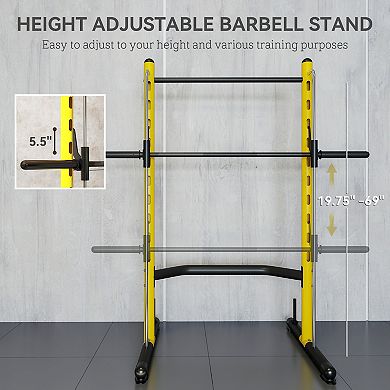 Soozier Adjustable Squat Rack with Pull Up Bar and Barbell Bar Bench Press