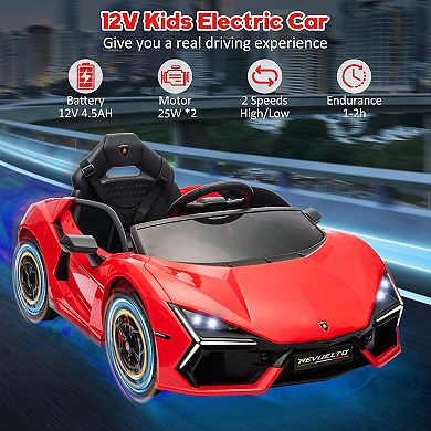 12V Kids Lamborghini Revuelto Ride-On Car, Remote Control, LED Lights, 2-Speed, Slow Start Function