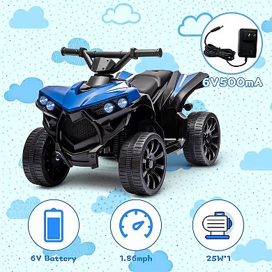 6V Battery Powered Kids ATV with LED Headlights & Music, 1.8 MPH, 55 LBS Capacity.