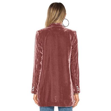 Women's Velvet Blazer Vintage Jackets Casual Lapel Collar Silky Slim Fit Long Sleeve Jacket Coat