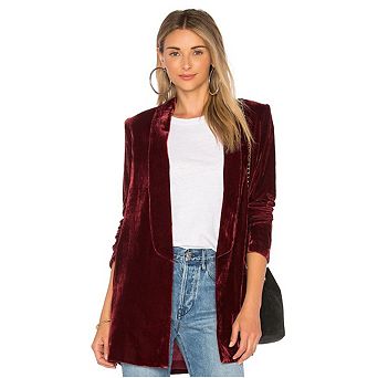 Women's Velvet Blazer Vintage Jackets Casual Lapel Collar Silky Slim Fit Long Sleeve Jacket Coat