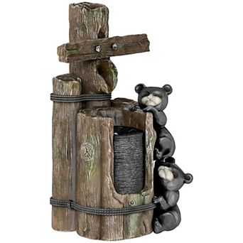 Outsunny 3 tier 22.8inch Outdoor Waterfall Fountain with LED Lights, Pump