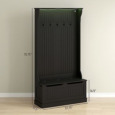 HOMCOM 3-In-1 Hall Tree with LED Lights, Storage Bench and Coat Rack