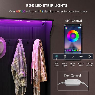 HOMCOM 3-In-1 Hall Tree with LED Lights, Storage Bench and Coat Rack