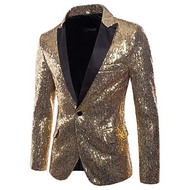 Men's Sequin Blazer for Performance Emcee Tuxedo Party and Prom Stage Suit Jacket