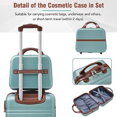 Whisen 4-Piece Hardshell Luggage Set with Cosmetic Case & TSA Lock (20"/24"/28")