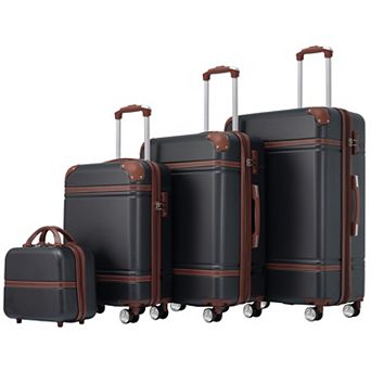 Whisen 4 pc Hardshell Luggage Set with Cosmetic Case & TSA Lock (20"/24"/28")