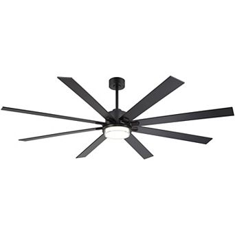 80-Inch LED Ceiling Fan with Light, 8 Blades, DC Motor, Includes 6/12/23.4-Inch Downrods, Remote