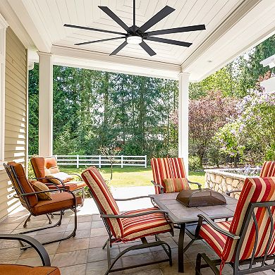 80-Inch LED Ceiling Fan with Light, 8 Blades, DC Motor, Includes 6/12/23.4-Inch Downrods, Remote