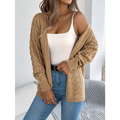 Womens Crochet Cardigan Kimono Boho Long Sleeve Lightweight Soft
