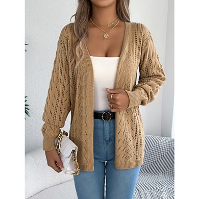 Womens Crochet Cardigan Kimono Boho Long Sleeve Lightweight Soft Oversized Open Front Knit Sweater