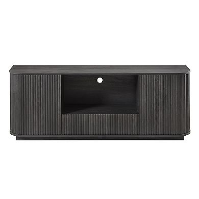 Whisen 64-Inch Wavy TV Stand, Rounded Sideboard, Storage Cabinet, Wooden Vertical Stripe Cabinet