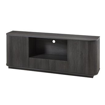 Whisen 64-Inch Wavy TV Stand, Rounded Sideboard, Storage Cabinet, Wooden Vertical Stripe Cabinet