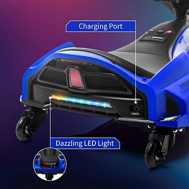24V Kids Drift Go-Kart, Electric Ride-On Car with Variable Speed up to 7.5 MPH, Colorful LED Lights
