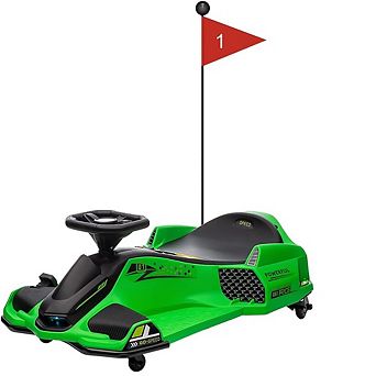 24V Kids Drift Go-Kart, Electric Ride-On Car with Variable Speed up to 7.5 MPH, Colorful LED Lights