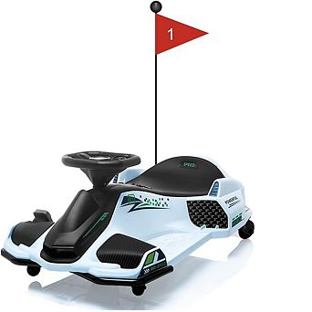 24V Kids Drift Go-Kart, Electric Ride-On Car with Variable Speed up to 7.5 MPH, Colorful LED Lights