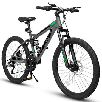 Whisen 24" MTB Bike, 21-Speed, Twist Grip Shift Gear Shifter, Disc Brakes, Durable Frame, Tool Kit