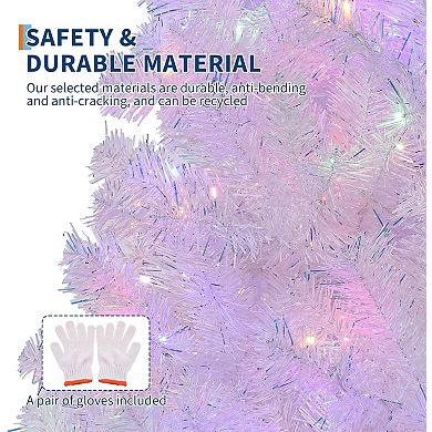 Prelit Christmas Tree, White Tinsel Christmas Tree