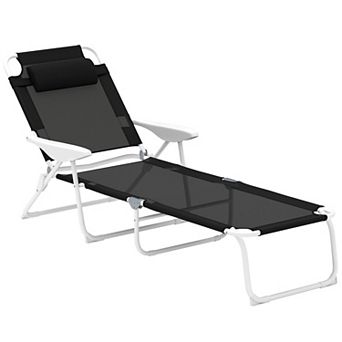 Outsunny Folding Chaise Lounge 4-Position Adjustable Lounge Chair