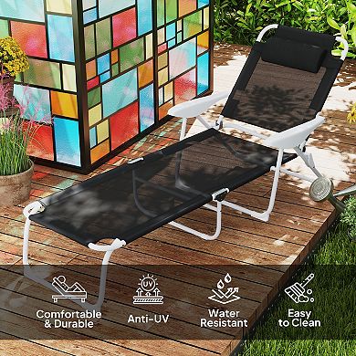 Outsunny Folding Chaise Lounge 4-Position Adjustable Lounge Chair
