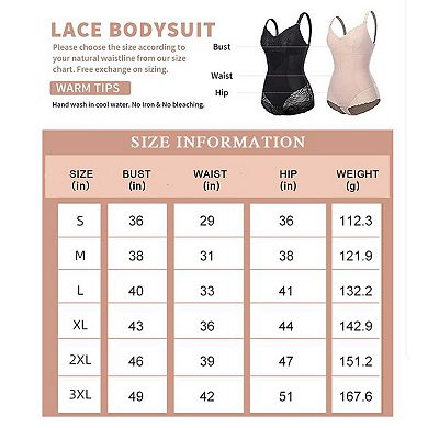Women's Lace Bodysuit Shapewear Tummy Control Adjustable Straps Slimming Underwear