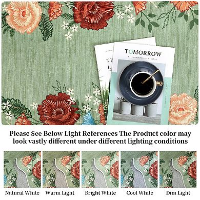 Floral Machine Washable Rugs, Stain-Resistant Contemporary Indoor Floor Cover