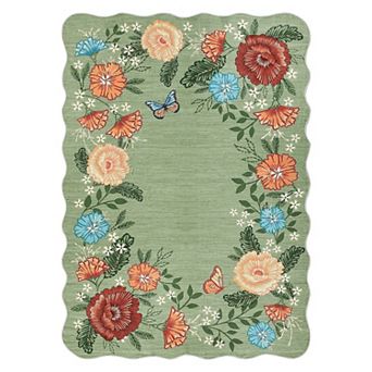 Floral Machine Washable Rugs, Stain-Resistant Contemporary Indoor Floor Cover