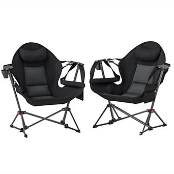 Outsunny Hammock Camping Chair Set of 2 with Adjustable Back