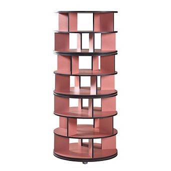 Kings Brand Furniture 7 tier Rotating Shoe Rack, 360° Revolving Lazy Susan Spinning Shoe Rack