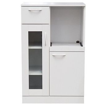 Kings Brand Furniture - Lewiston White Kitchen Storage Cabinet, 1 Drawer 2 Doors & Shelves