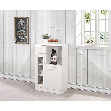 Kings Brand Furniture - Lewiston White Kitchen Storage Cabinet, 1 Drawer 2 Doors & Shelves