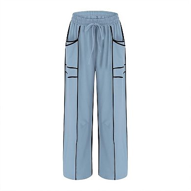 Womens Baggy Wide Leg Pants Casual Palazzo Pants Drawstring Waist Barrel Sweatpants with Pockets