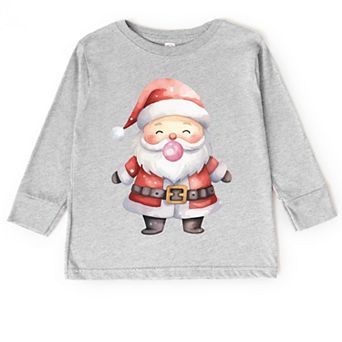 Watercolor Santa Bubblegum - Toddler Long Sleeve Graphic Tee