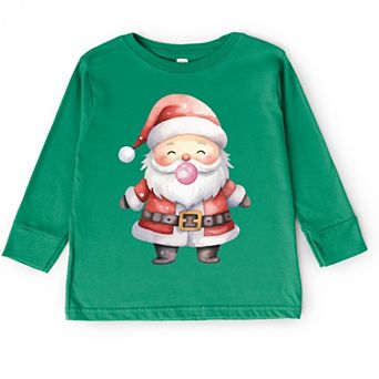 Watercolor Santa Bubblegum - Toddler Long Sleeve Graphic Tee