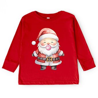 Watercolor Santa Bubblegum - Toddler Long Sleeve Graphic Tee