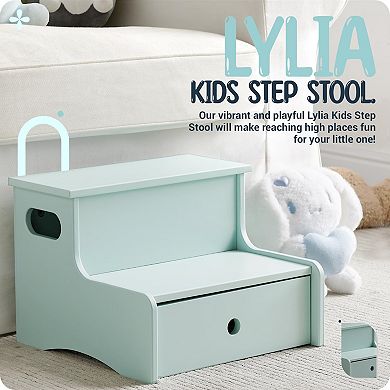 Kings Brand Furniture Wooden Toddler Step Stool for Kids with Storage for Bedroom,Bathroom & Kitchen