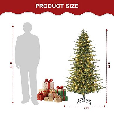 Artificial Christmas Tree,Premium Hinged Design w/Warm White and Colorful Lights,8 Adjustable Modes