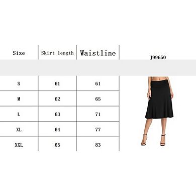 Women's Ruched High Waist Knee Length Jersey A-Line Stretchy Flared Casual Skirt