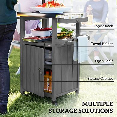 Outsunny Grill Cart, Kitchen Island with Stainless Steel Top