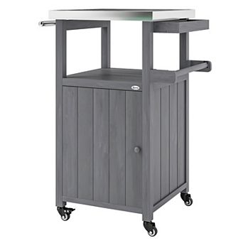 Outsunny Grill Cart, Kitchen Island with Stainless Steel Top