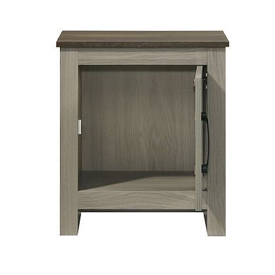 Nena End Table with Cabinet Door, Brown Wood Top, Oak Gray 22 Inch
