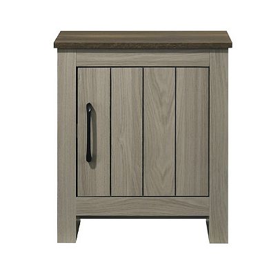 Nena End Table with Cabinet Door, Brown Wood Top, Oak Gray 22 Inch
