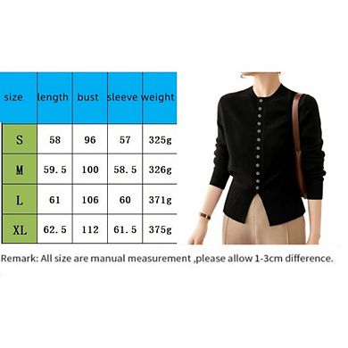 Women Crewneck Cardigan Sweaters Long Sleeve Single Breasted Causal Tunic Knit Top Work Office Tops
