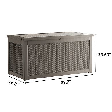 260 Gal. Outdoor Resin Waterproof Deck Box with Lockable Lid