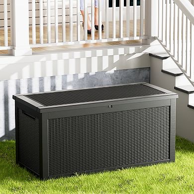 260 Gal. Outdoor Resin Waterproof Deck Box with Lockable Lid