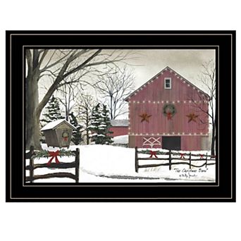LOVMOR Christmas Barn Billy Jacobs Ready to Hang Framed Print Black Frame