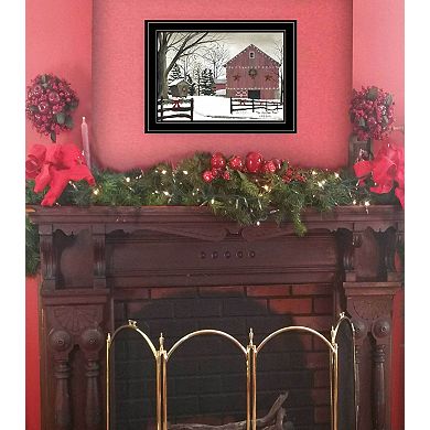 LOVMOR Christmas Barn Billy Jacobs Ready to Hang Framed Print Black Frame